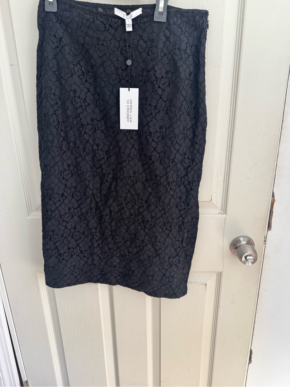 NWT DEREK LAM 10 CROSBY marjorie pencil lace skirt in navy blue size 4